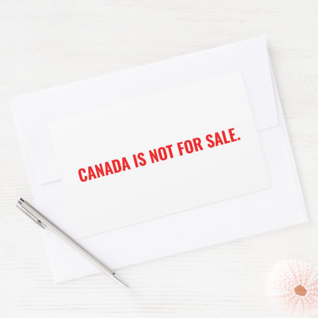 Canada is not for sale white red text minimalist rectangular sticker (Envelope)