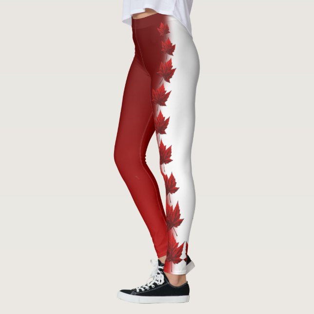 Canada Leggings Custom Canada Maple Leaf Pants (Left)