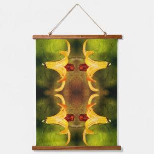 Canada Lily And Firefly Abstract Distressed Hanging Tapestry