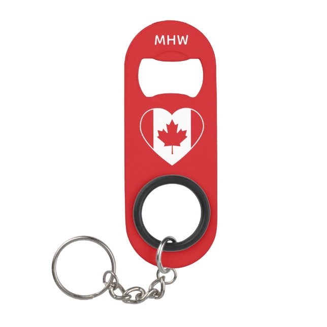 Canada Love custom monogram bottle opener (Front)
