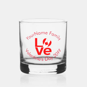 Canada LOVE Heart Flag Red Personalised Whiskey Glass