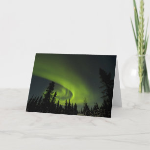 Canada, Manitoba. View of aurora borealis and Card