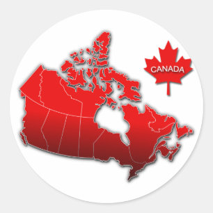 CANADA MAP CLASSIC ROUND STICKER