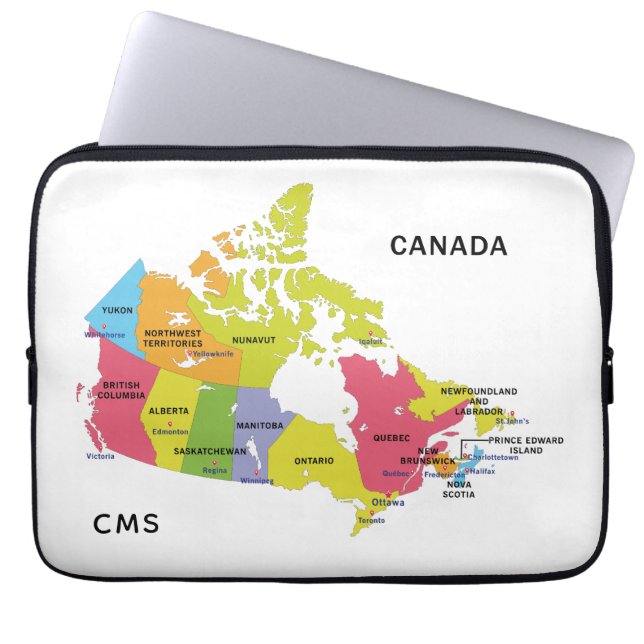 Canada Map custom monogram laptop sleeves (Front)