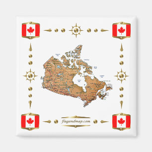 Canada Map + Flags Magnet