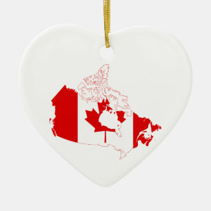Canada Map with Flag Heart Ceramic Ornament Gift