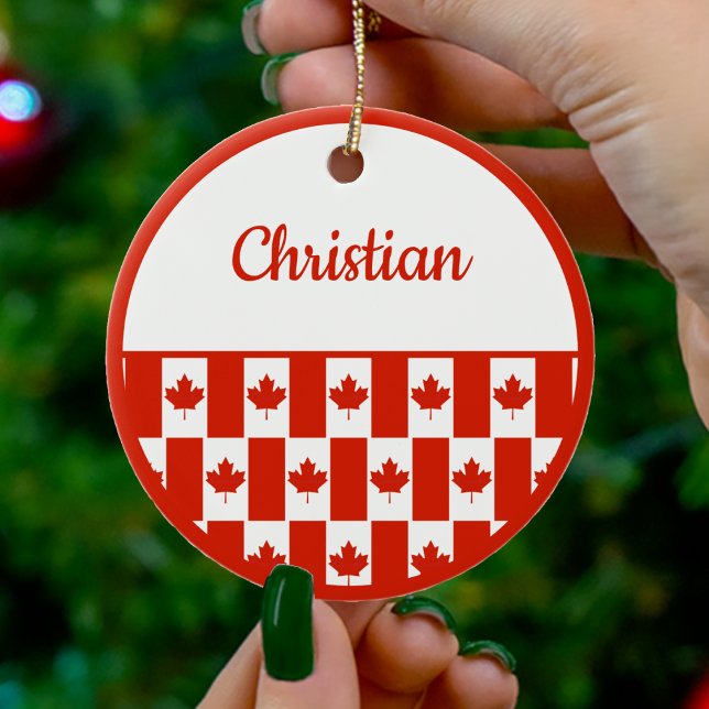 Canada Maple Leaf Canadian Flag Pattern Christmas Ceramic Ornament (Canada Maple Leaf Canadian Flag Pattern Christmas Ceramic Ornament)