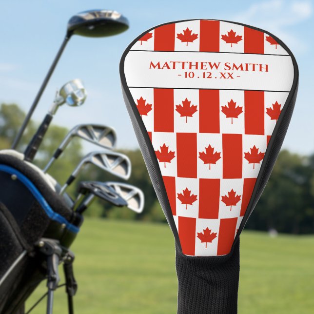 Canada Maple Leaf Canadian Flag Pattern Name Golf Head Cover (Canada Canadian flag pattern golf head cover)