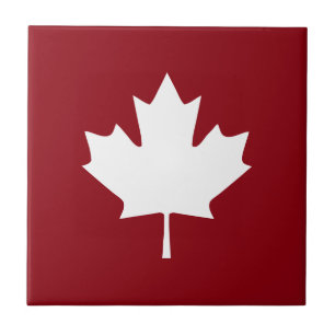 Canada Maple Leaf Ceramic Tile - Reverse Colours