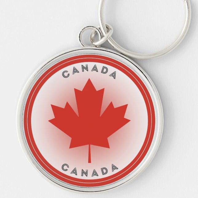 Canada Maple Leaf Circle Shape Key Ring (Front)