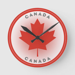 Canada Maple Leaf Circle Shape Round Clock