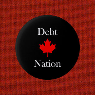 Canada Maple Leaf Debt Nation Dark Colour 6 Cm Round Badge