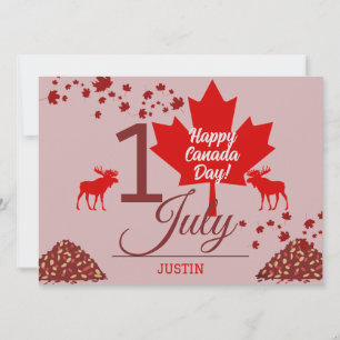 Canada Maple Leaf, Happy canada day, 1st of July Holiday Card