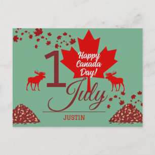 Canada Maple Leaf, Happy canada day, 1st of July Holiday Postcard