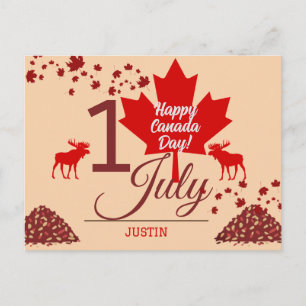 Canada Maple Leaf, Happy canada day, 1st of July Holiday Postcard
