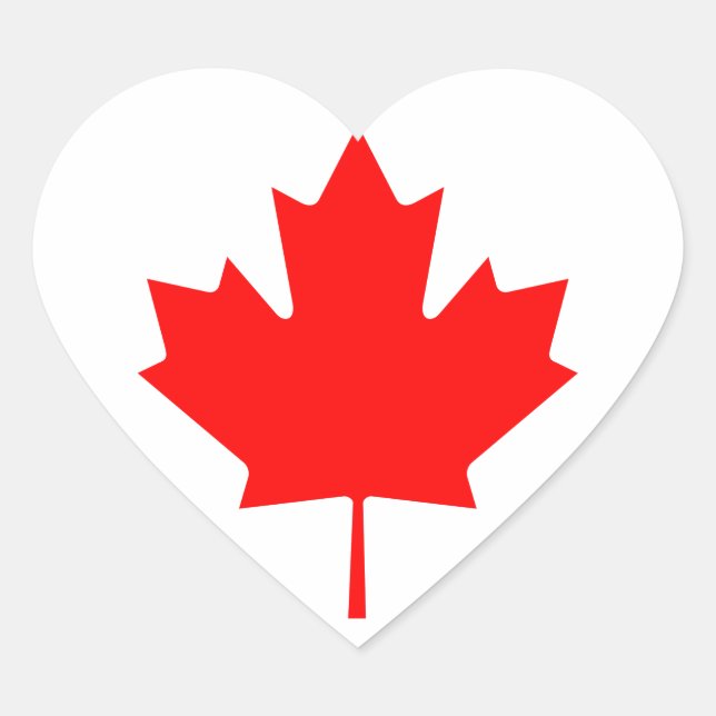 Canada Maple Leaf Heart Sticker (Front)