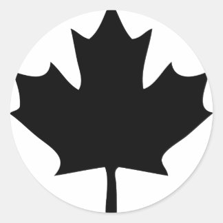 canada maple leaf icon black classic round sticker