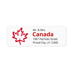 Canada Maple Leaf Proud and Free Patriotic Return Address Label