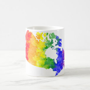 Canada Maple Leaf Rainbow Pride map mug