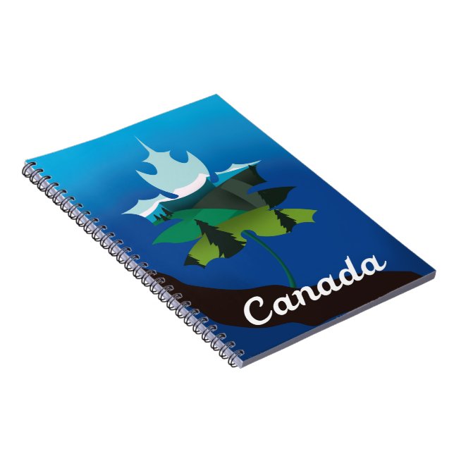 Canada maple leaf vintage style travel poster notebook (Right Side)
