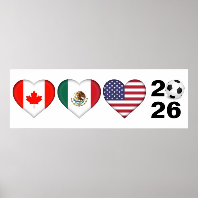 Canada Mexico USA hosting Football Tournament 2026 Poster (Front)