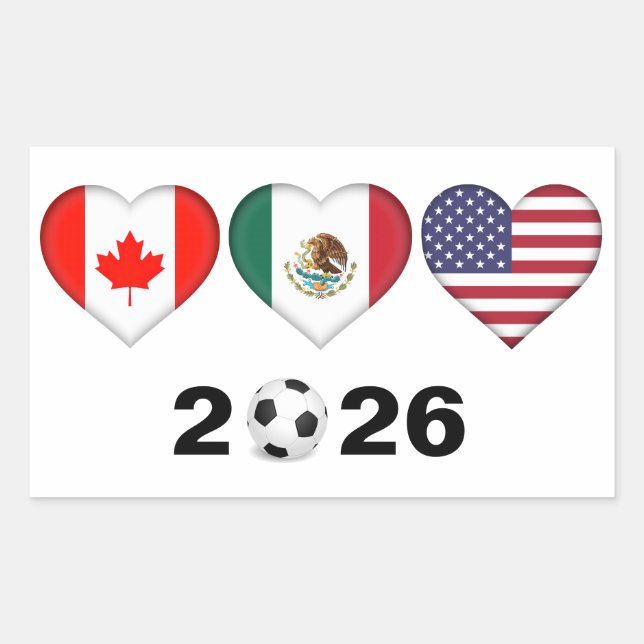 Canada Mexico USA hosting Football Tournament 2026 Rectangular Sticker (Front)