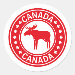 Canada Moose Maple Leaf   Canada Day Classic Round Sticker