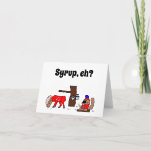 Canada Moose Maple Syrup Beaver Funny Cartoon Card