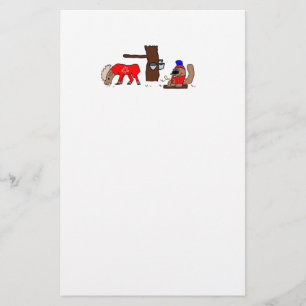 Canada Moose Maple Syrup Beaver Funny Cartoon Stationery