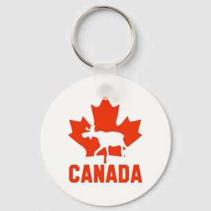 Canada Moose Red Maple Leaf Canadian Pride Key Ring