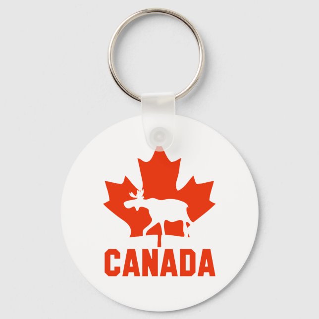 Canada Moose Red Maple Leaf Canadian Pride Key Ring (Front)