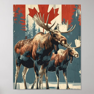Canada moose vintage poster