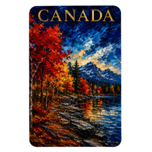 Canada Mountain Lake Art Souvenir Magnet