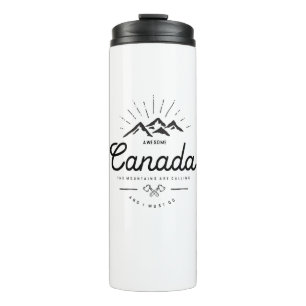 Canada Mountains are Calling I Must Go Monotone Thermal Tumbler