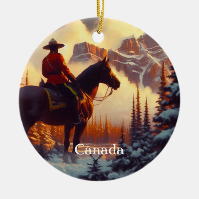 Canada Mounty Rockies Christmas Tree Ornament (Front)