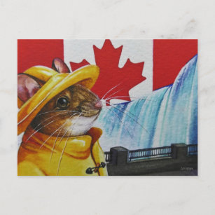 Canada Mouse at Niagara Falls Watercolor Art Postcard