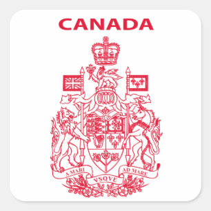 Canada national emblem square sticker