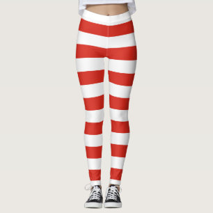 Canada National Flag Colours Horizontal Striped Leggings