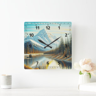 Canada Nature Landscape - Stunning Mountain Art Square Wall Clock