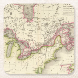 Canada, New Brusnwick, and Nova Scotia Square Paper Coaster