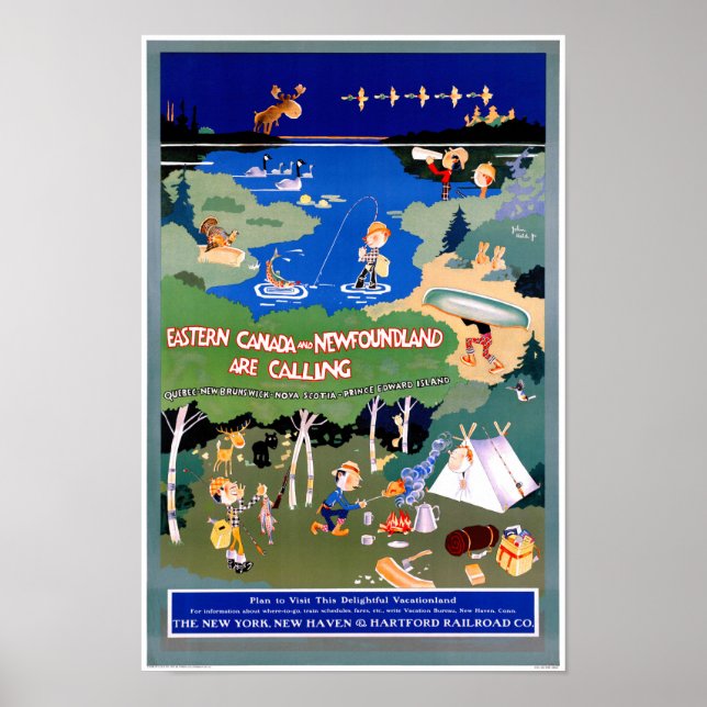 Canada Newfoundland Vintage Travel Poster Restored (Front)