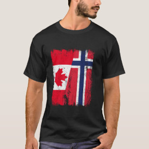 Canada Norway Half Flag Canadian Norwegian Ancestr T-Shirt