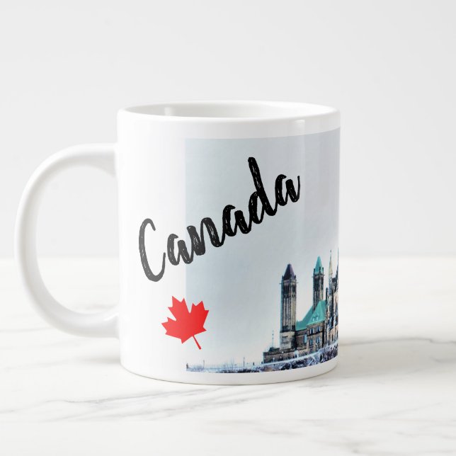 Canada Parliament Buildings Snow Souvenir Large Coffee Mug (Left)