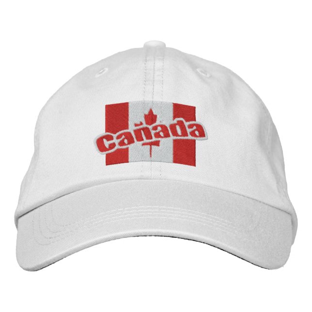Canada Patriotic Flag And Text Embroidered Hat (Front)