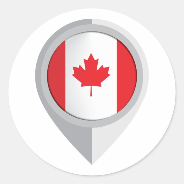 Canada Pin Location Flag Classic Round Sticker (Front)
