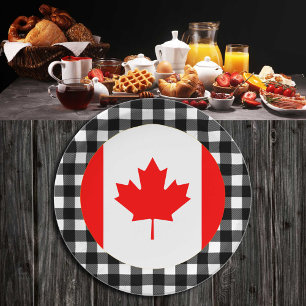 Canada Plate, buffalo plaid & Canadian Flag Paper Plate