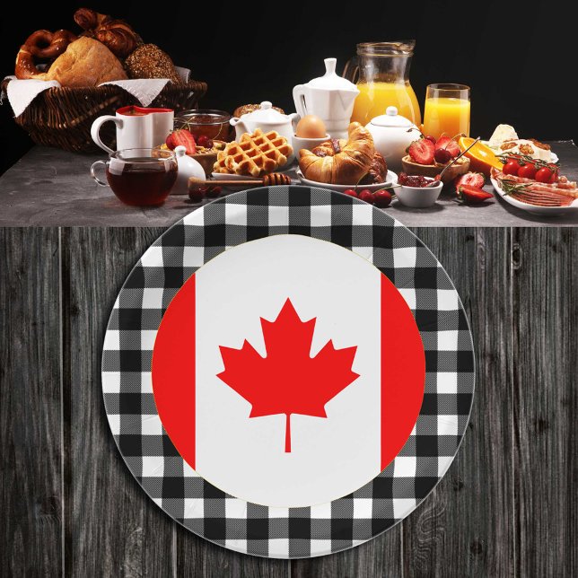 Canada Plate, buffalo plaid & Canadian Flag Paper Plate (Creator Uploaded)
