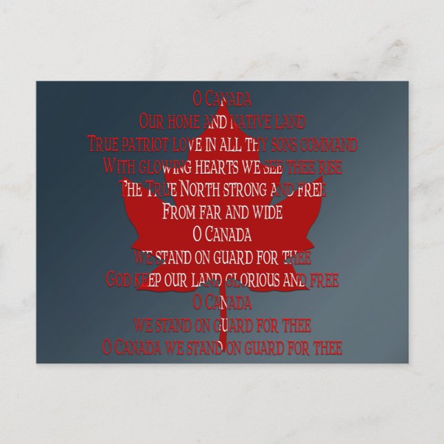 Canada Postcards Canada Anthem Souvenir Postcards (Front)