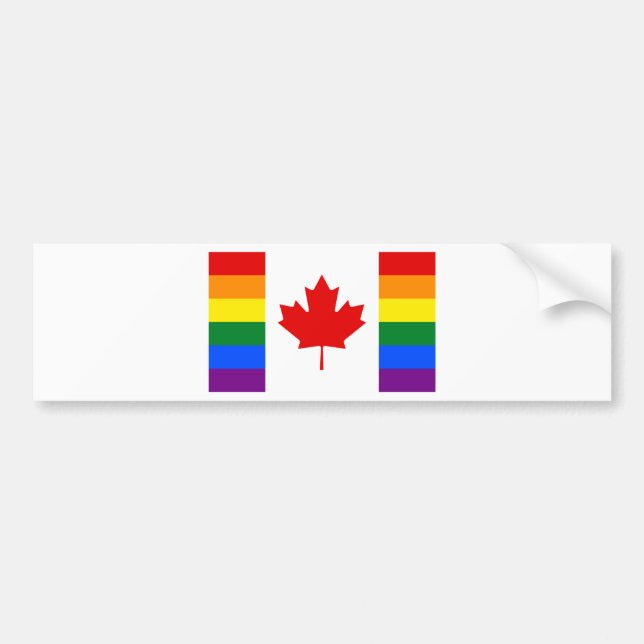 Canada Pride Rainbow Flag Bumper Sticker (Front)