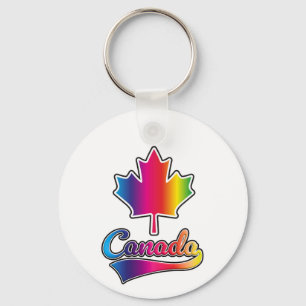 Canada Pride rainbow logo Key Ring